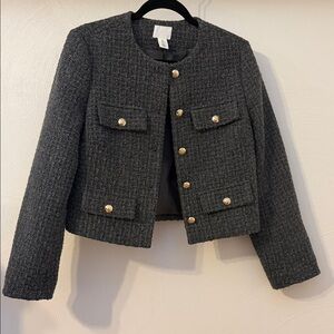 H&M Black Tweed Blazer with Gold Buttons